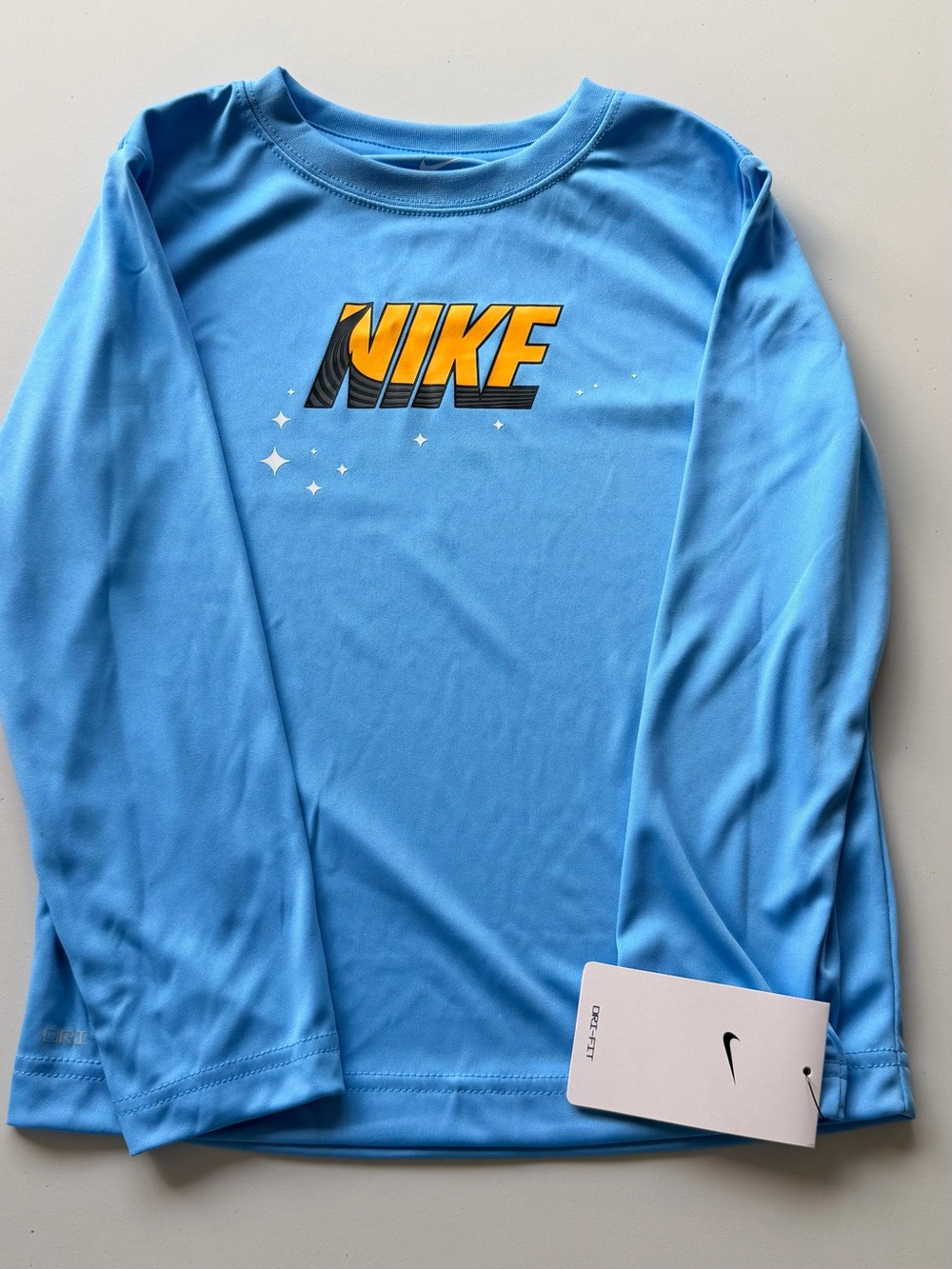Nike Kids' Light Blue Long-Sleeve Graphic Performance Tee